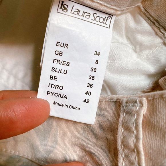 π LAURA SCOTT BLUSH WHITE GREY FLORAL COTTON BLEND SKINNY JEANS! - Picture 10 of 11